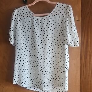 Staccato White and Black Polka Dot Blouse